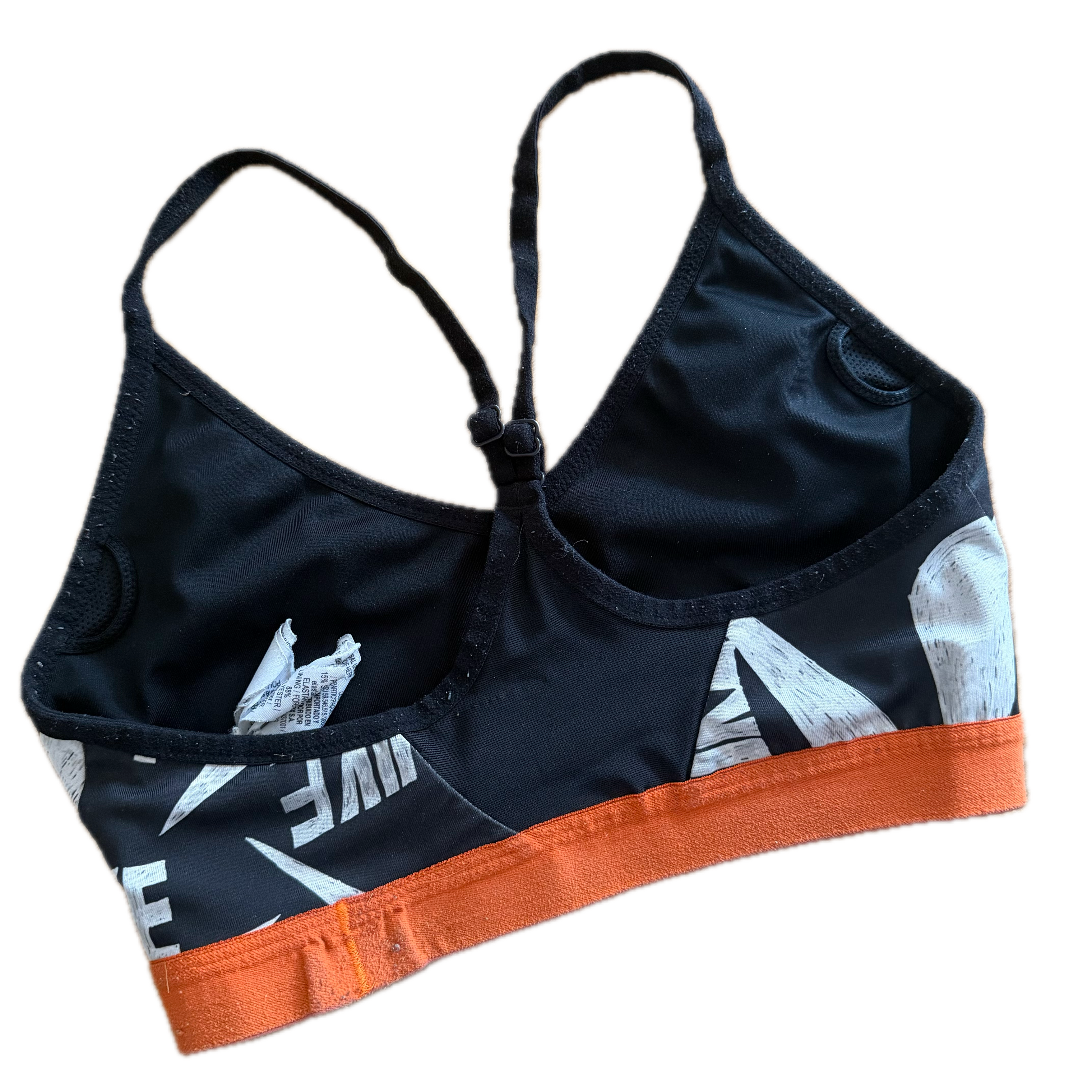 Top talla M negro con naranja soporte bajo