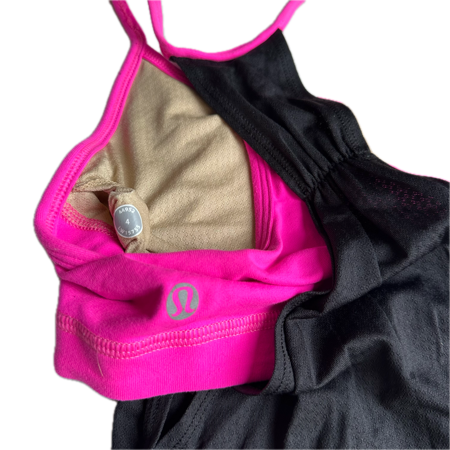 Tank top 4 negro con top rosa fosfo