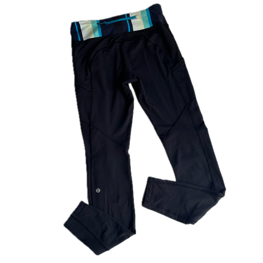 Legging 8 negro pretina rayas azules