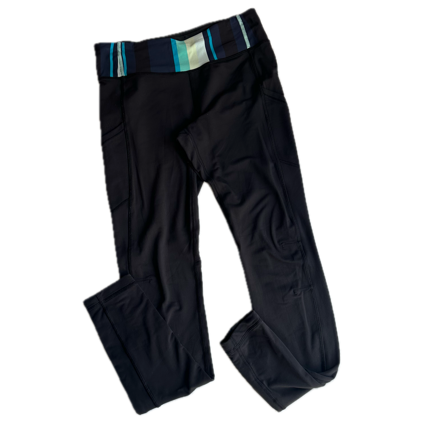 Legging 8 negro pretina rayas azules