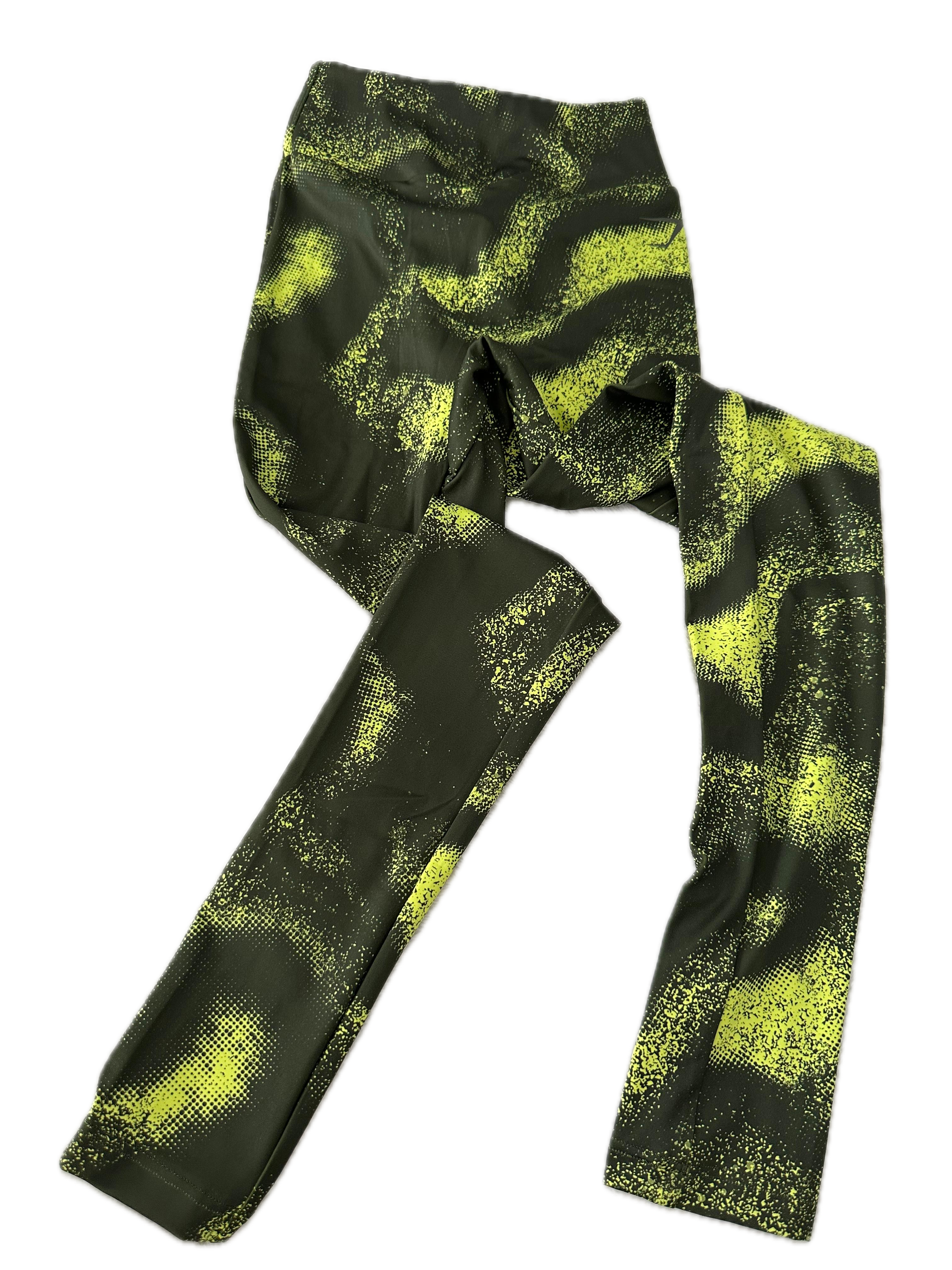 Legging talla XS largo amarillo con estampado