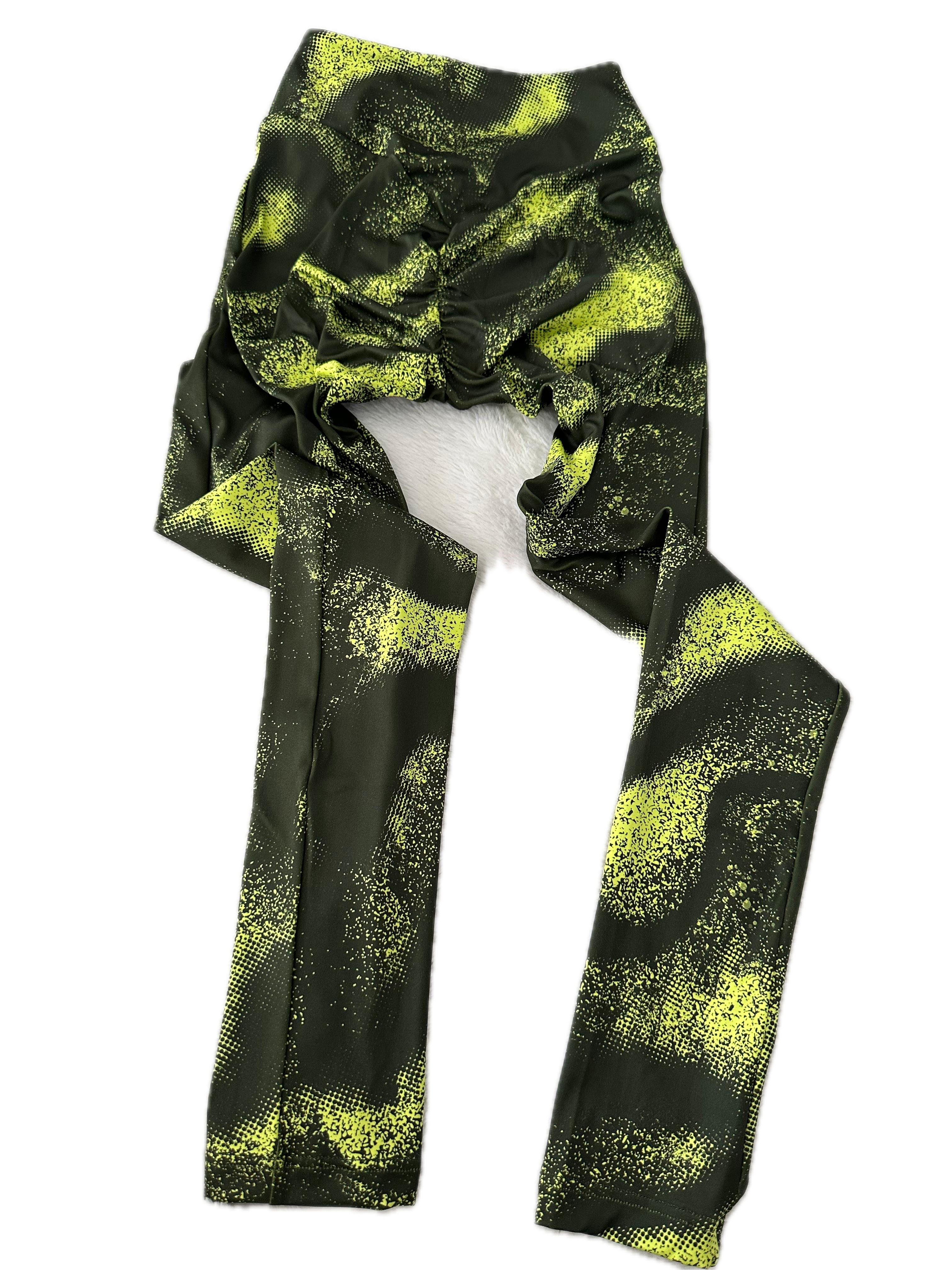 Legging talla XS largo amarillo con estampado
