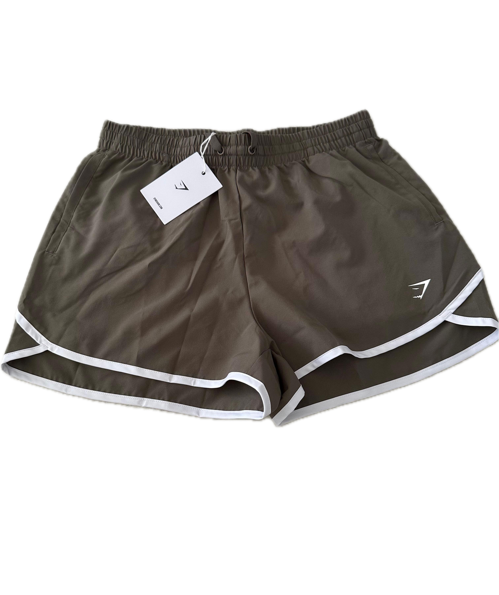 Short talla S café con línea blanca