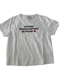 Playera talla M blanca con letras CHAMP