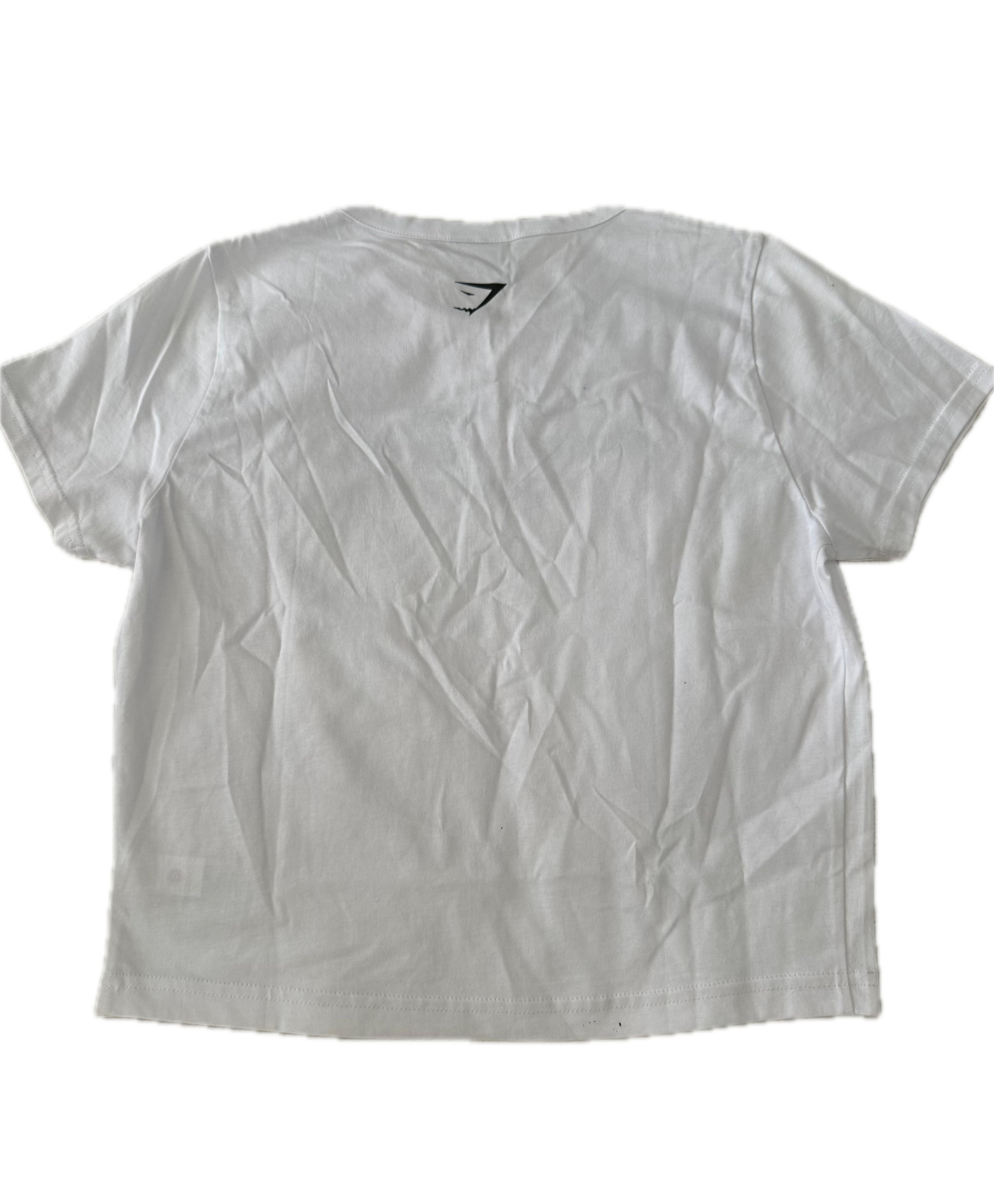 Playera talla M blanca con letras CHAMP